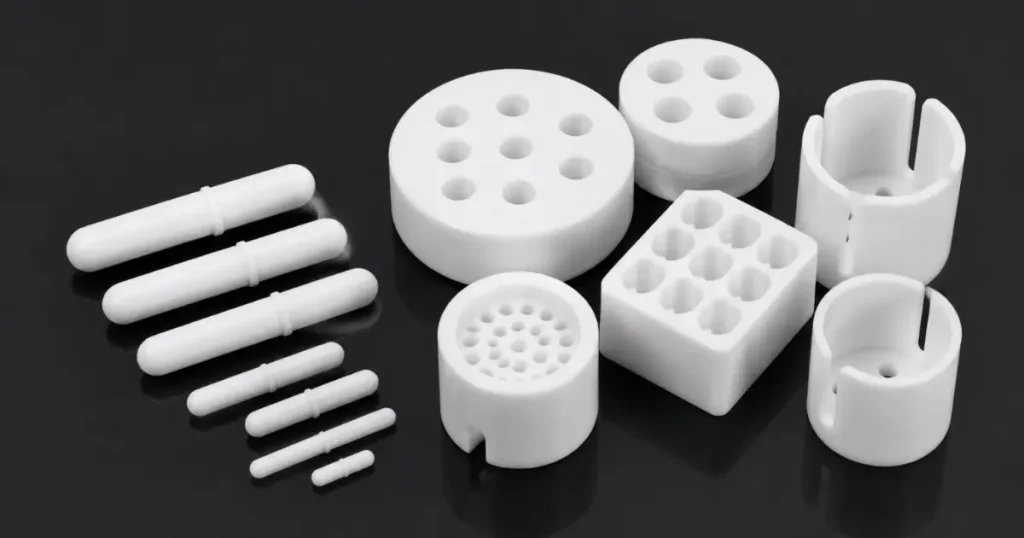 Custom chemical-resistant PTFE stirring bars and sample holders for laboratory use